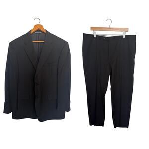 Canali 1934 2-Piece Suit 48R Jacket / 40 Pants Black Wool Two Button Italy EUC